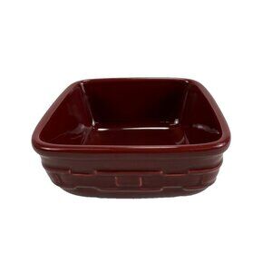 Longaberger Pottery Woven Traditions 5" Square Salad Soup Bowl Red Paprika